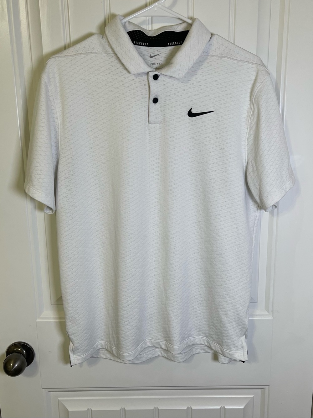Nike White Polo Shirt with Black Swoosh